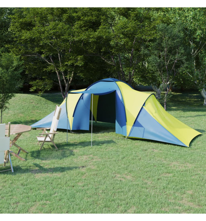 Tente de camping pour 6 personnes bleu et jaune | Mobilier & Déco