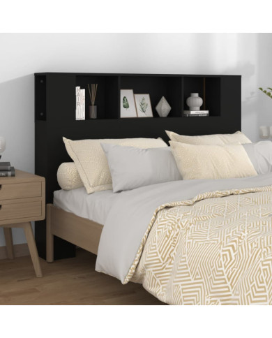 Armoire de tête de lit Noir 140x18,5x104,5 cm | Mobilier & Déco