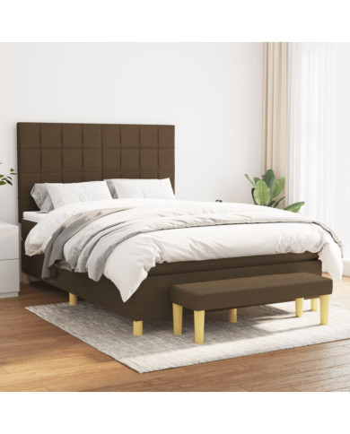 Sommier à lattes de lit avec matelas Marron foncé 140x190 cm | Mobilier & Déco