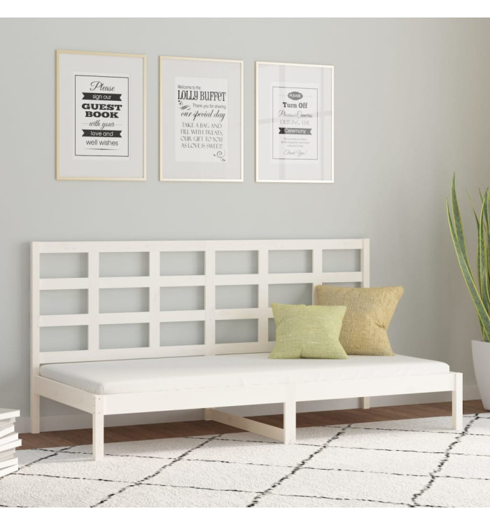 Lit de jour sans matelas blanc 90x200 cm bois de pin massif | Mobilier & Déco