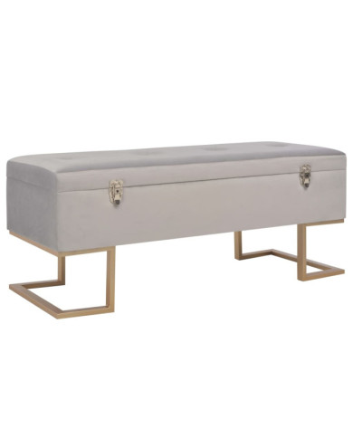 Banc avec compartiment de rangement 105 cm Gris Velours | Mobilier & Déco