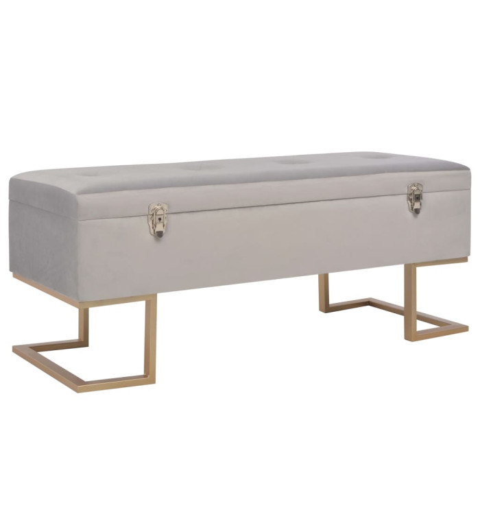 Banc avec compartiment de rangement 105 cm Gris Velours | Mobilier & Déco