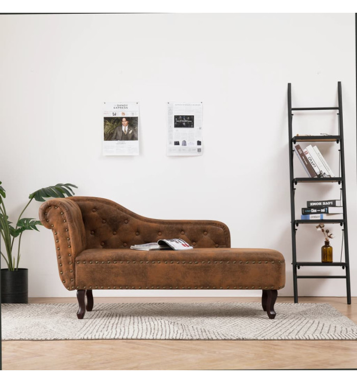 Chaise longue Marron Similicuir daim | Mobilier & Déco
