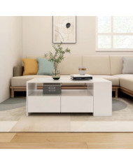 Table basse blanc 102x55x42 cm bois d'ingénierie | Mobilier & Déco