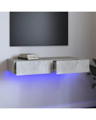 Meuble TV avec lumières LED Gris béton 90x35x15,5 cm | Mobilier & Déco