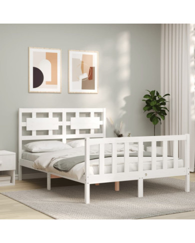 Cadre de lit sans matelas blanc 140x200 cm bois de pin massif | Mobilier & Déco