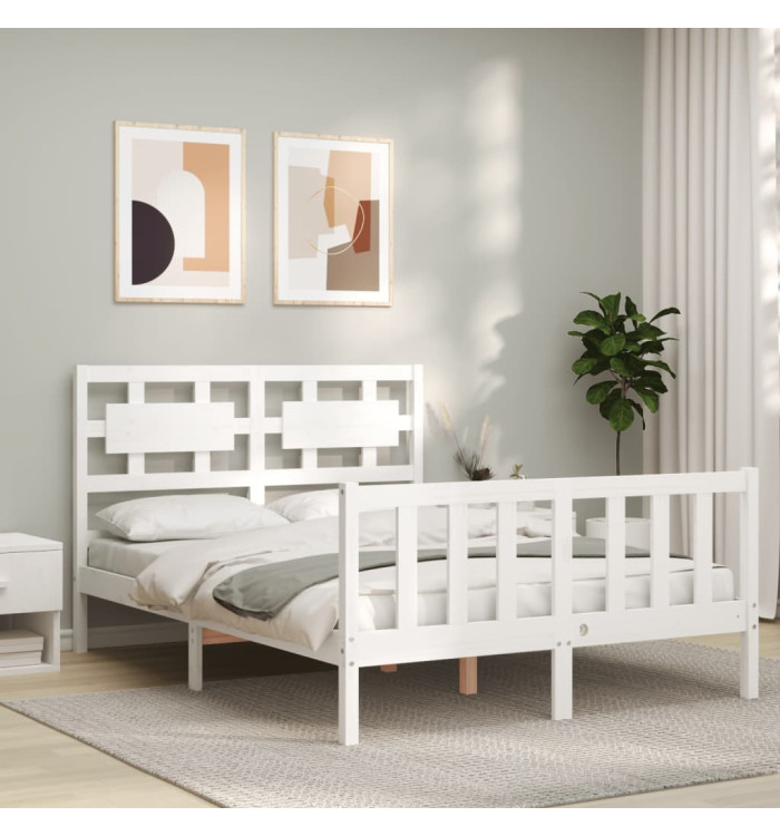 Cadre de lit sans matelas blanc 140x200 cm bois de pin massif | Mobilier & Déco