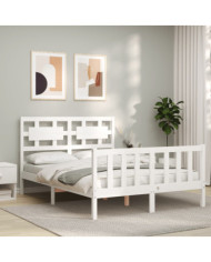Cadre de lit sans matelas blanc 140x200 cm bois de pin massif | Mobilier & Déco