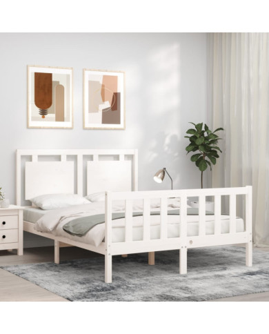 Cadre de lit sans matelas blanc 120x200 cm bois de pin massif | Mobilier & Déco