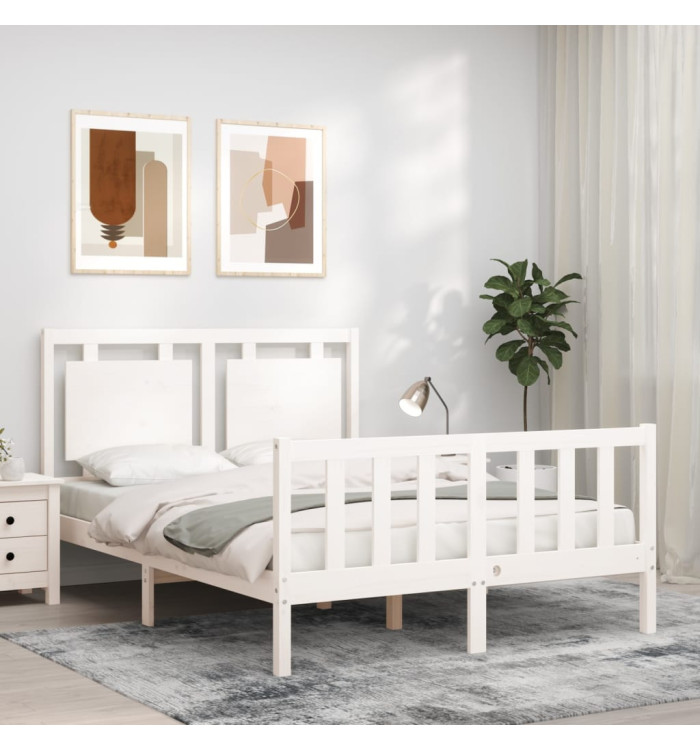Cadre de lit sans matelas blanc 120x200 cm bois de pin massif | Mobilier & Déco