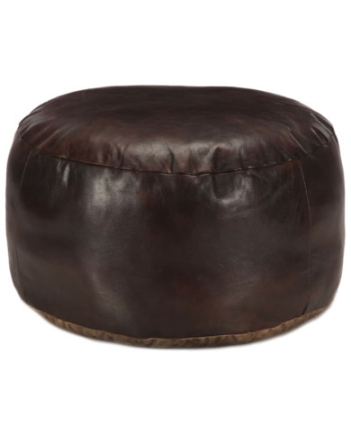 Pouf 60 x 30 cm Marron foncé Cuir véritable de chèvre | Mobilier & Déco