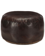 Pouf 60 x 30 cm Marron foncé Cuir véritable de chèvre | Mobilier & Déco