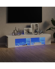 Meuble TV avec lumières LED blanc brillant 135x39x30 cm | Mobilier & Déco