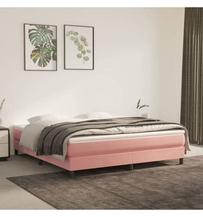 Cadre de lit sans matelas rose 160x200 cm velours | Mobilier & Déco