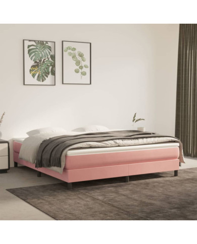 Sommier à lattes de lit avec matelas Rose 160x200 cm Velours | Mobilier & Déco