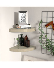 Étagères d'angle flottantes 2 pcs chêne 25x25x3,8 cm MDF | Mobilier & Déco