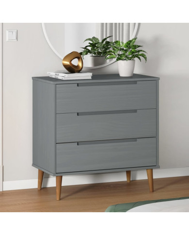 Commode MOLDE Gris 80x40x80 cm Bois de pin massif | Mobilier & Déco