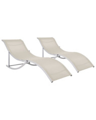 Chaises longues pliables lot de 2 Crème Textilène | Mobilier & Déco