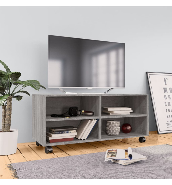 Meuble TV sur roulettes Sonoma gris 90x35x35 cm Bois ingénierie | Mobilier & Déco