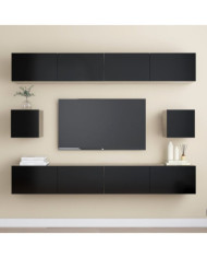 Ensemble de meubles TV 6 pcs Noir Bois d'ingénierie | Mobilier & Déco