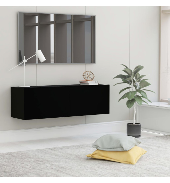 Meuble TV Noir 100x30x30 cm Bois d’ingénierie | Mobilier & Déco
