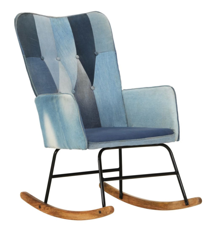 Chaise à bascule Denim Bleu Toile patchwork | Mobilier & Déco