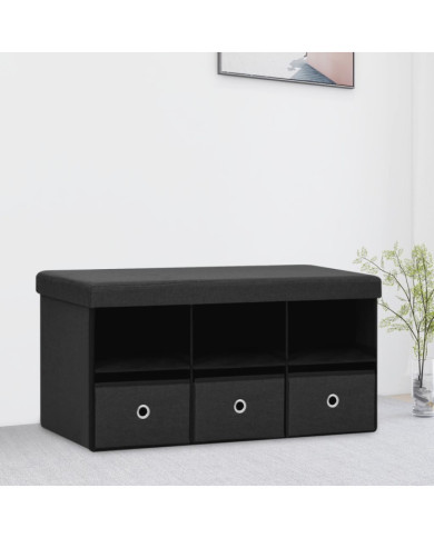 Banc de rangement pliable Noir 76x38x38 cm Faux lin | Mobilier & Déco