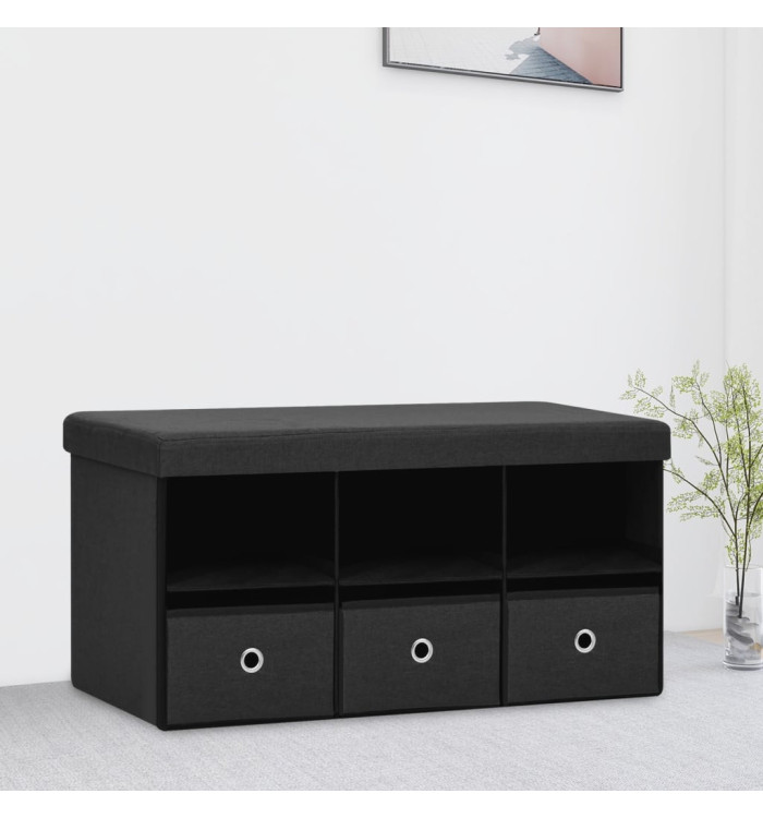 Banc de rangement pliable Noir 76x38x38 cm Faux lin | Mobilier & Déco