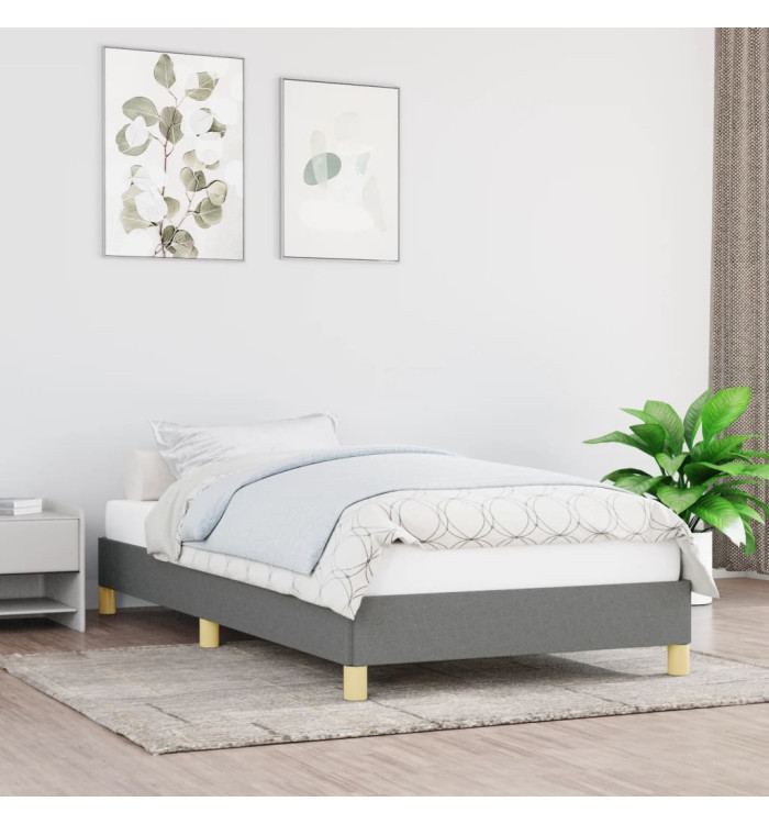 Cadre de lit sans matelas gris foncé 90x200 cm tissu | Mobilier & Déco