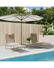 Chaises longues pliables lot de 2 taupe textilène et acier | Mobilier & Déco