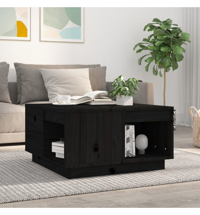 Table basse Noir 60x61x32,5 cm Bois massif de pin | Mobilier & Déco