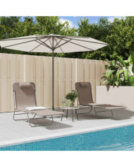 Chaises longues pliables lot de 2 marron textilène et acier | Mobilier & Déco