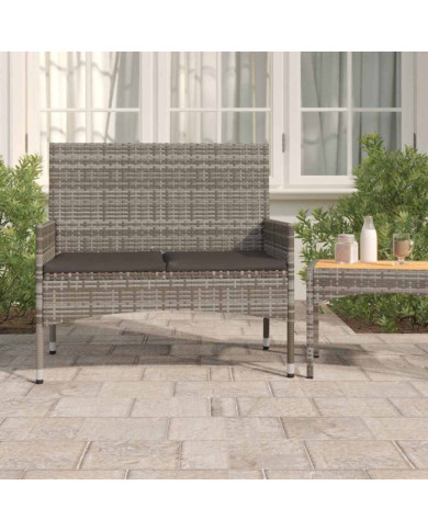 Banc de Jardin à 2 Places avec Coussins Gris Résine Tressée | Mobilier & Déco