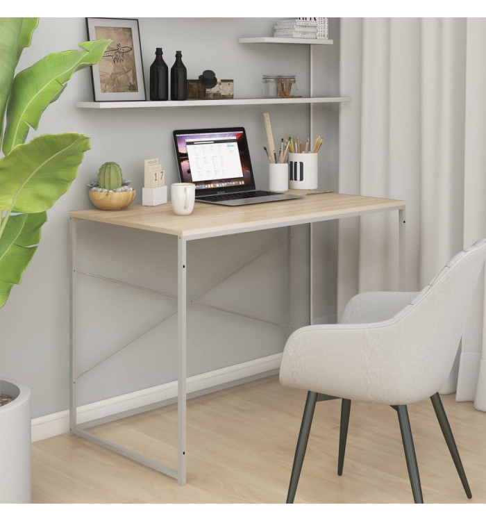 Bureau d'ordinateur Blanc chêne 110x60x70 cm Bois d'ingénierie | Mobilier & Déco