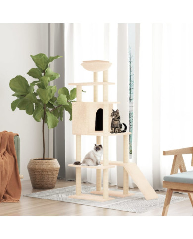 Arbre à chat avec griffoirs en sisal Crème 166 cm | Mobilier & Déco