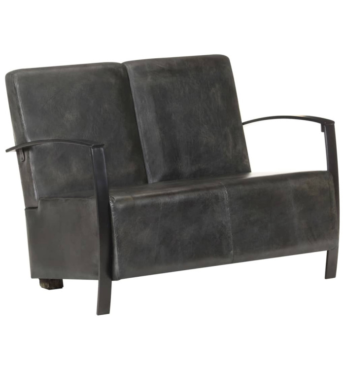 Canapé à 2 places gris délavé cuir véritable | Mobilier & Déco