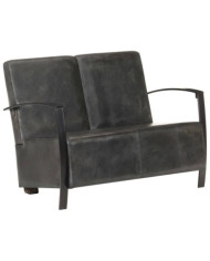 Canapé à 2 places gris délavé cuir véritable | Mobilier & Déco