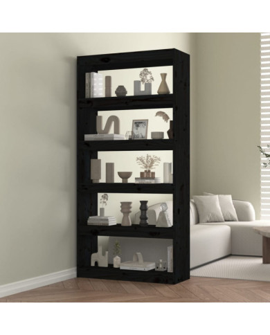 Bibliothèque/Séparateur de pièce Noir 80x30x167,4 cm Pin massif | Mobilier & Déco