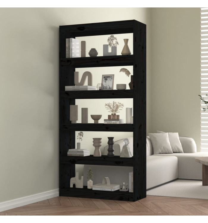 Bibliothèque/Séparateur de pièce Noir 80x30x167,4 cm Pin massif | Mobilier & Déco