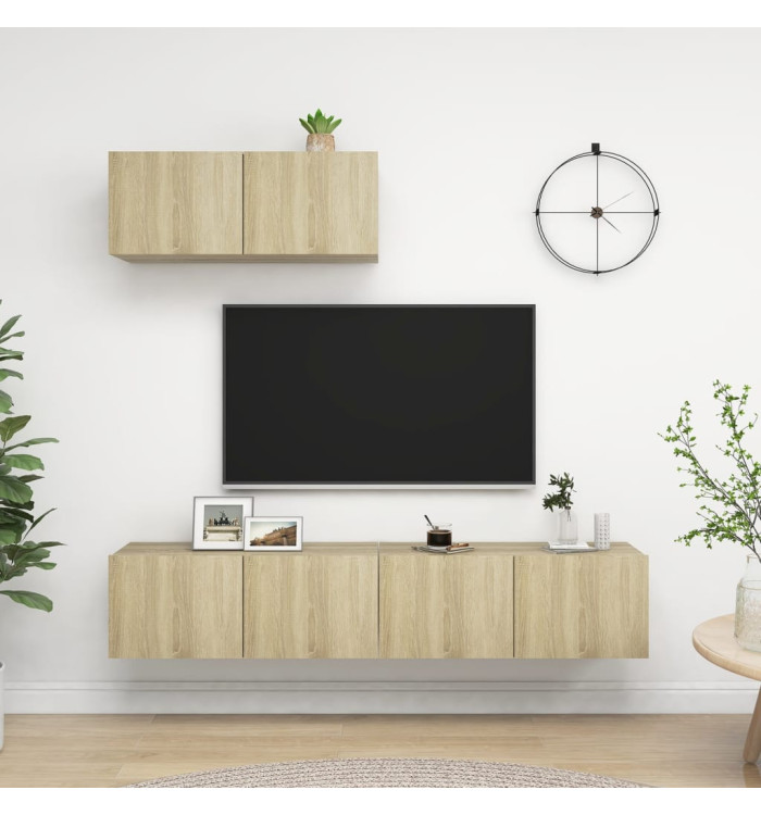 Meubles TV 3 pcs Chêne sonoma Bois d'ingénierie | Mobilier & Déco