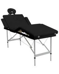 Table de massage pliable Noir 4 zones avec cadre en aluminium | Mobilier & Déco