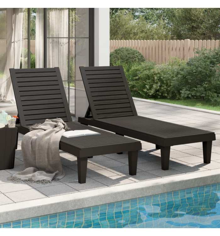 Chaises longues lot de 2 noir 155x58x83 cm polypropylène | Mobilier & Déco
