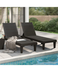 Chaises longues lot de 2 noir 155x58x83 cm polypropylène | Mobilier & Déco