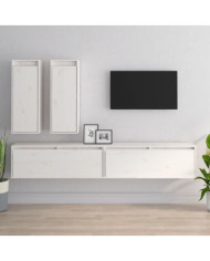 Meubles TV 4 pcs Blanc Bois massif de pin | Mobilier & Déco