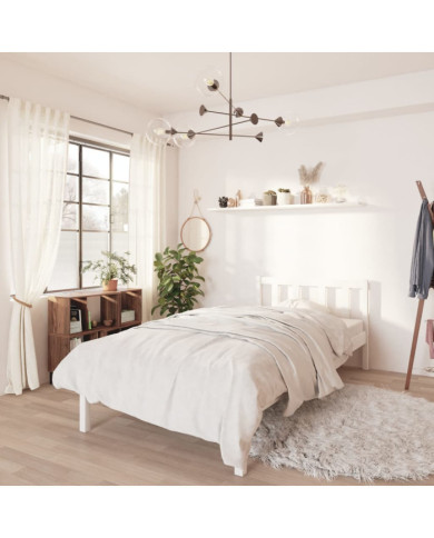 Cadre de lit sans matelas blanc bois massif 100x200 cm | Mobilier & Déco