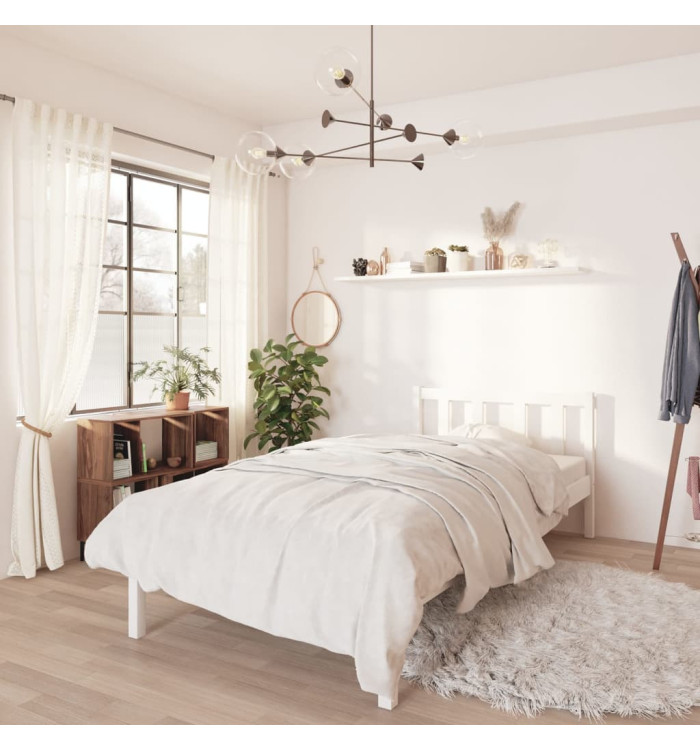 Cadre de lit sans matelas blanc bois massif 100x200 cm | Mobilier & Déco