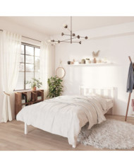 Cadre de lit sans matelas blanc bois massif 100x200 cm | Mobilier & Déco