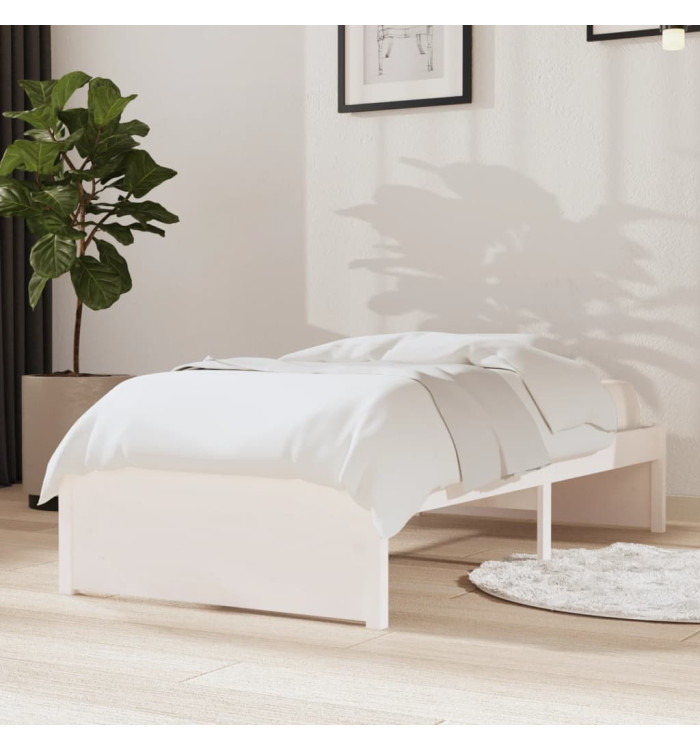 Cadre de lit sans matelas blanc bois massif 75x190 cm | Mobilier & Déco