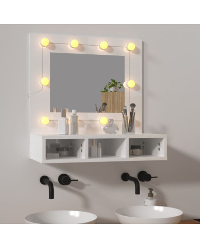 Armoire à miroir avec LED Blanc brillant 60x31,5x62 cm | Mobilier & Déco