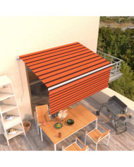 Auvent rétractable manuel avec store 3x2,5 m Orange et marron | Mobilier & Déco